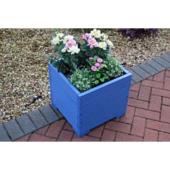 BR Garden Blue Square Wooden Planter - 44x44x43 (cm) great for Small shrubs + Free Gift