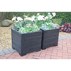 Black Square Wooden Planter - 44x44x43 (cm) great for Small shrubs