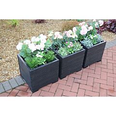 BR Garden Black Square Wooden Planter - 44x44x43 (cm) great for Small shrubs + Free Gift