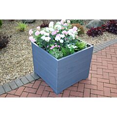 BR Garden Grey Extra Large Square Wooden Planter - 68x68x63 (cm) great for Tall Plants and Trees + Free Gift