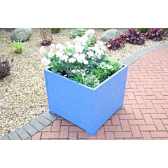 BR Garden Blue Extra Large Square Wooden Planter - 68x68x63 (cm) great for Tall Plants and Trees + Free Gift