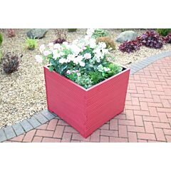 BR Garden Red Extra Large Square Wooden Planter - 68x68x63 (cm) great for Tall Plants and Trees + Free Gift