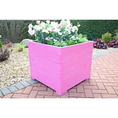 BR Garden Pink Extra Large Square Wooden Planter - 68x68x63 (cm) great for Tall Plants and Trees + Free Gift