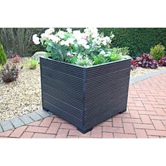 BR Garden Black Extra Large Square Wooden Planter - 68x68x63 (cm) great for Tall Plants and Trees + Free Gift