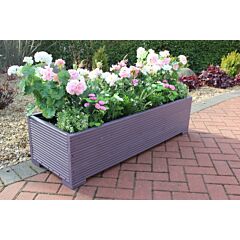BR Garden Purple 4ft Wooden Trough Planter - 120x44x33 (cm) great for Bedding plants and Flowers + Free Gift