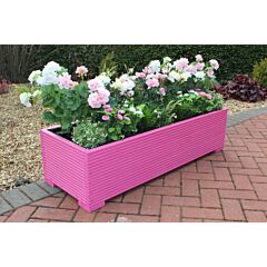 BR Garden Pink 4ft Wooden Trough Planter - 120x44x33 (cm) great for Bedding plants and Flowers + Free Gift