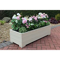 BR Garden Cream 4ft Wooden Trough Planter - 120x44x33 (cm) great for Bedding plants and Flowers + Free Gift