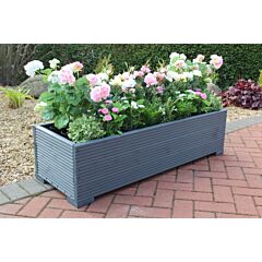 BR Garden Grey 4ft Wooden Trough Planter - 120x44x33 (cm) great for Bedding plants and Flowers + Free Gift