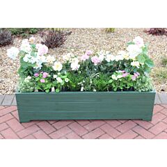 Green 4ft Wooden Trough Planter - 120x44x33 (cm) great for Bedding plants and Flowers