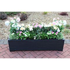 BR Garden Black 4ft Wooden Trough Planter - 120x44x33 (cm) great for Bedding plants and Flowers + Free Gift