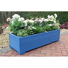 BR Garden Blue 4ft Wooden Trough Planter - 120x44x33 (cm) great for Bedding plants and Flowers + Free Gift