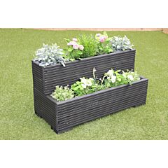 BR Garden Black Tiered Wooden Planter - 100x50x53 (cm) great for Screening and Flowers + Free Gift