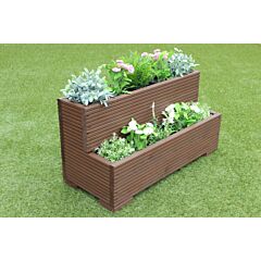 BR Garden Brown Tiered Wooden Planter - 100x50x53 (cm) great for Screening and Flowers + Free Gift