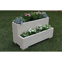 BR Garden Cream Tiered Wooden Planter - 100x50x53 (cm) great for Screening and Flowers + Free Gift