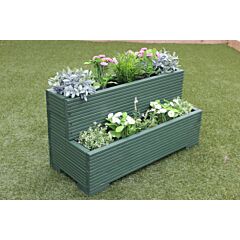 BR Garden Green Tiered Wooden Planter - 100x50x53 (cm) great for Screening and Flowers + Free Gift