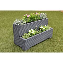 BR Garden Grey Tiered Wooden Planter - 100x50x53 (cm) great for Screening and Flowers + Free Gift
