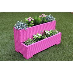 BR Garden Pink Tiered Wooden Planter - 100x50x53 (cm) great for Screening and Flowers + Free Gift