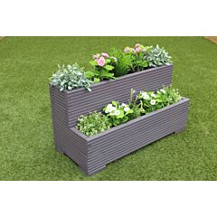 BR Garden Purple Tiered Wooden Planter - 100x50x53 (cm) great for Screening and Flowers + Free Gift