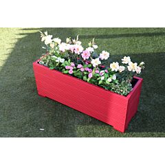 BR Garden Red 1m Length Wooden Planter Box - 100x32x43 (cm) great for Screening and Flowers + Free Gift