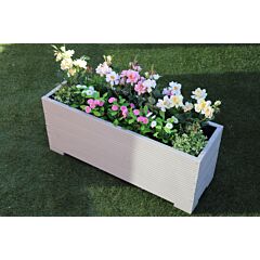 1 METRE LARGE WOODEN GARDEN PLANTER TROUGH  PAINTED IN CUPRINOL MUTED CLAY