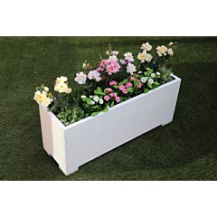 BR Garden White 1m Length Wooden Planter Box - 100x32x43 (cm) great for Screening and Flowers + Free Gift