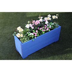 BR Garden Blue 1m Length Wooden Planter Box - 100x32x43 (cm) great for Screening and Flowers + Free Gift
