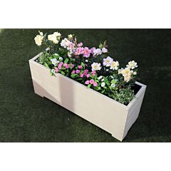 BR Garden Cream 1m Length Wooden Planter Box - 100x32x43 (cm) great for Screening and Flowers + Free Gift