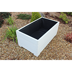 BR Garden White 1m Length Wooden Planter Box - 100x56x43 (cm) great for Vegetable Gardens + Free Gift