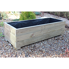 Large Wooden Garden Flower Herb Planter / Trough Veg Bed In Decking 120cm Long