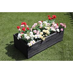 BR Garden Black 1m Length Wooden Planter Box - 100x56x33 (cm) great for Bedding plants and Flowers + Free Gift