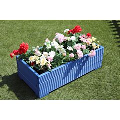 BR Garden Blue 1m Length Wooden Planter Box - 100x56x33 (cm) great for Bedding plants and Flowers + Free Gift