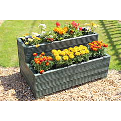 BR Garden Green Tiered Wooden Planter - 80x35x43 (cm) great for Bedding plants and Flowers + Free Gift