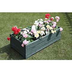 Green 1m Length Wooden Planter Box - 100x56x33 (cm) great for Bedding plants and Flowers