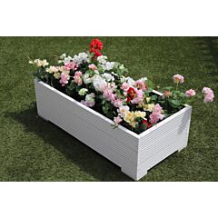 BR Garden White 1m Length Wooden Planter Box - 100x56x33 (cm) great for Bedding plants and Flowers + Free Gift