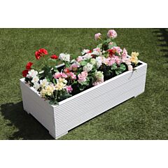 White 1m Length Wooden Planter Box - 100x56x33 (cm) great for Bedding plants and Flowers
