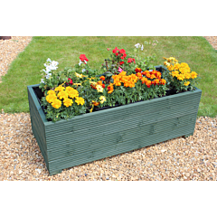 Green 4ft Wooden Trough Planter - 120x56x43 (cm) great for Vegetable Gardens