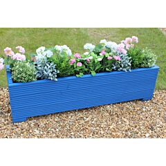 BR Garden Blue 4ft Wooden Trough Planter - 120x32x33 (cm) great for Patios and Decking + Free Gift