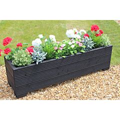 BR Garden Black 4ft Wooden Trough Planter - 120x32x33 (cm) great for Patios and Decking + Free Gift