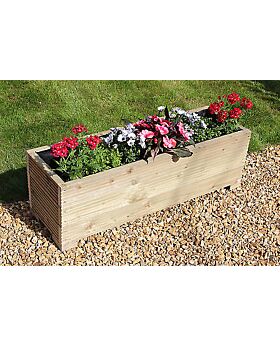 1 METRE LARGE WOODEN GARDEN TROUGH PLANTER MADE IN DECKING BOARDS