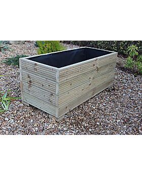 1 METRE LARGE EXTRA WIDE WOODEN GARDEN PLANTER TROUGH HAND MADE IN DECKING